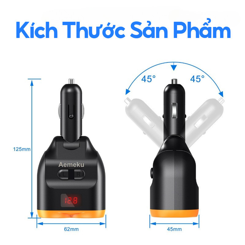 Tẩu sạc nhanh ô tô 30W cao cấp, 5 cổng kết nối, Màn Hình LCD Tự Động, tự động ngắt an toàn