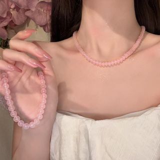 N1085 Vòng Cổ, Dây Chuyền ngọċ Trai màu hồng trong suốt Kiểu Dáng Dài Sang Trọng, Phù Hợp Với Nhiều Dịp.