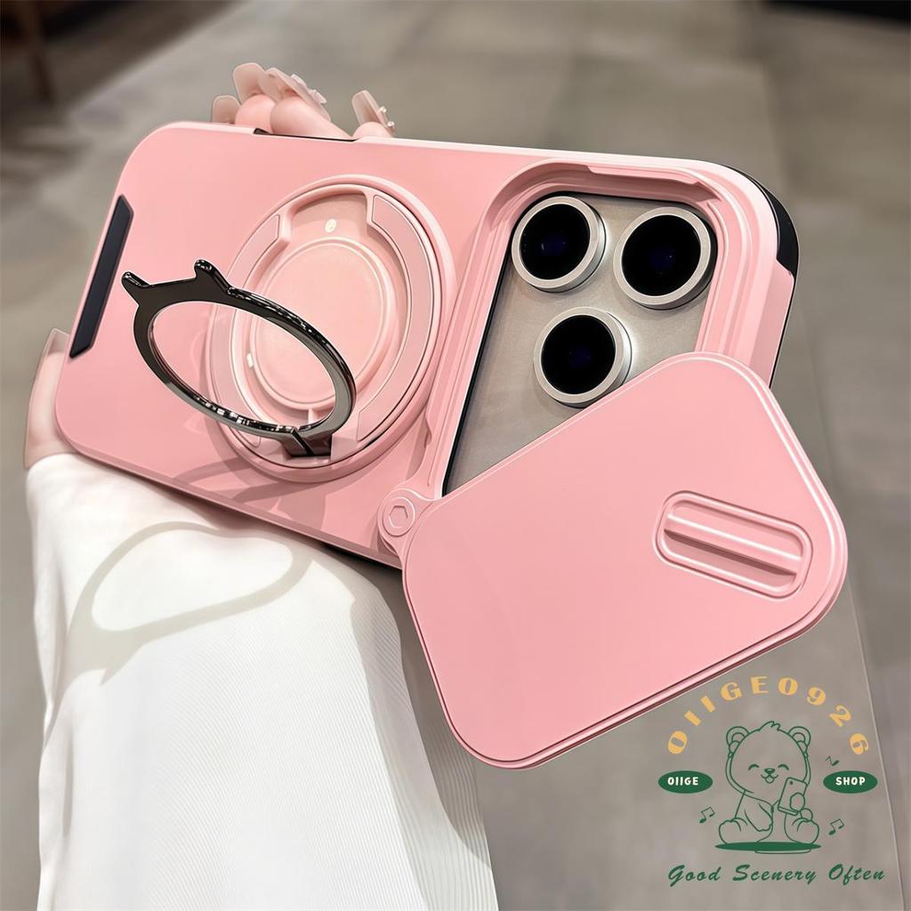 【 Ốp lưng iPhone17 】 màu cam Giá đỡ vòng xoay chống rơi Vỏ điện thoại iphone17 Pro Max 16 15 14 13 12 11 cho vỏ iPhone Vỏ mềm silicon TPU + PC chống sốc