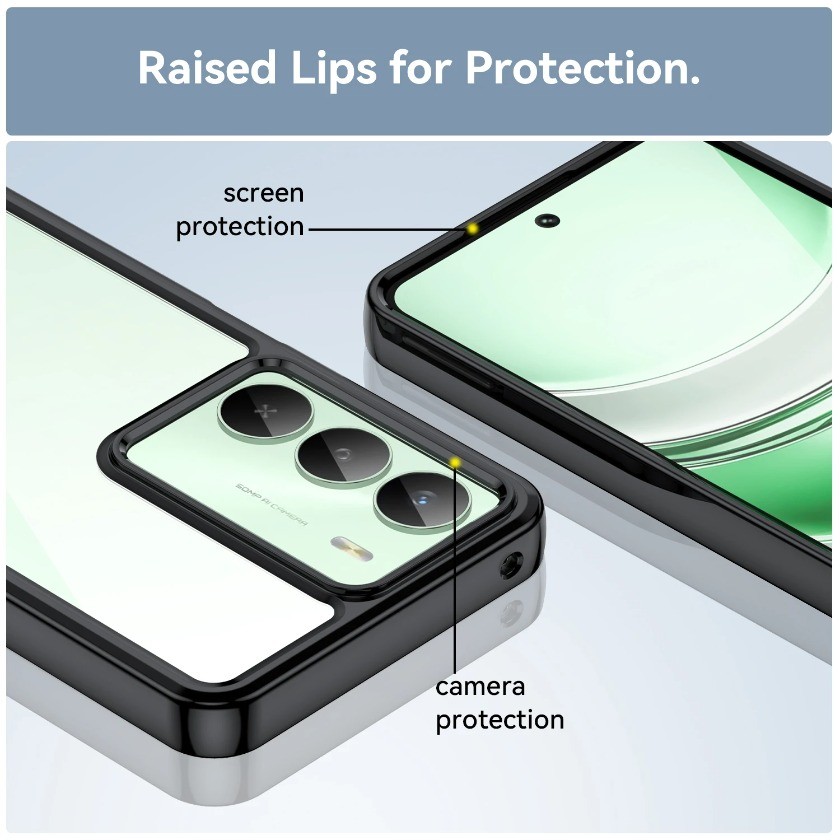 Dành Cho Realme V70 Ốp Lưng Trong Suốt Realme V70 V70S Cover Coque Funda Cứng Trong Suốt Cạnh Mềm Chống Sốc Ốp Lưng Điện Thoại Realme V70