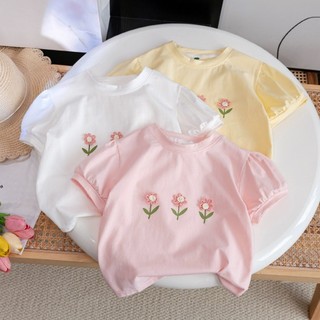 ÁO Thun Cotton Cổ TròN VớI HọA TiếT Hoa Và TôNg MàU Pastel DịU Nhẹ DàNh áO Thun Nữ HàN QuốC