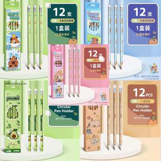 Bút Chì 2B Hoạt Hình Kèm Đầu Tẩy - 1 Hộp 12 Cây