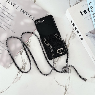 Crossboby Dây Đeo Dây Xích Ốp Lưng Điện Thoại Samsung Z Flip 7 Z Flip 6 Z Flip 5 Z Flip 4 / 3 Bling Trái Tim Tình Yêu Vòng Cổ Dây Buộc