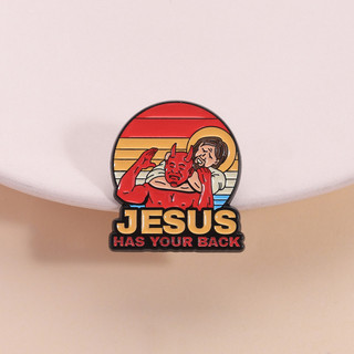 Trâm Huy Hiệu Kim Loại Màu Tối Cho Balo và Quần Áo - Thiết Kế Hài Hước Phù Hợp Jesus Có Lưng Của Bạn