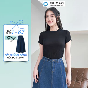 Áo thun nữ form ôm GUMAC có nhún sườn chất thun tổ ông co giãn mềm mịn thoáng mát ATE04009