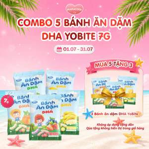 Combo 5 Túi Bánh Ăn Dặm DHA Yobite đủ vị, Gạo Organic, Tan Nhanh, An Toàn Cho Bé 6M