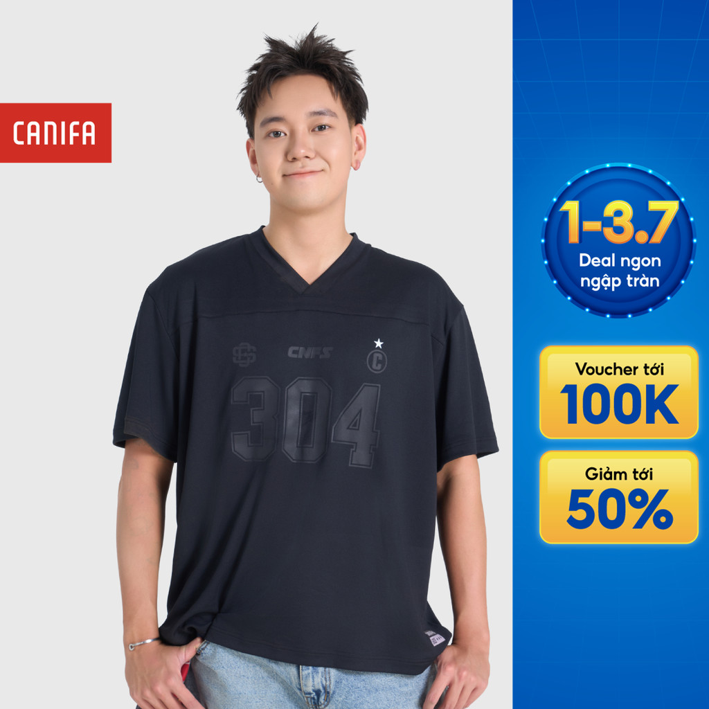 Áo phông unisex người lớn CANIFA S in chữ Vietnamese 30.4 form rộng oversize 5TS26S018