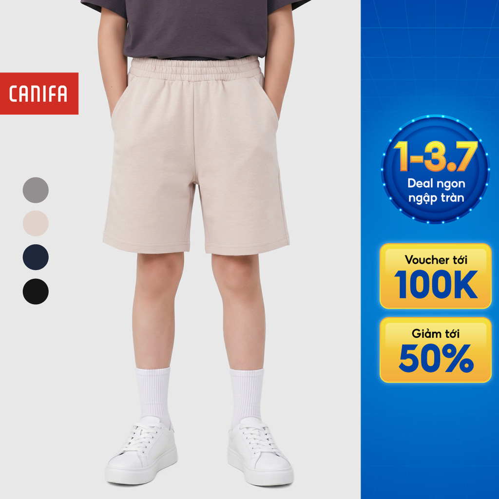 Quần short bé trai CANIFA cạp chun basic chất liệu thoáng mát 2BS26S010