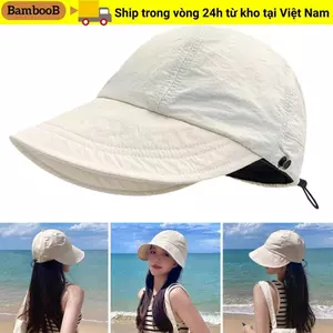 Mũ chống nắng BAMBOOB, Mũ đi biển vành rộng có thể gập lại, Dây rút có thể điều chỉnh đuôi ngựa mùa hè Tấm che khô nhanh nam nữ