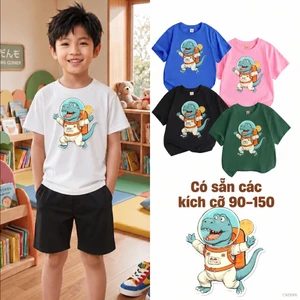 Áo thun bé trai họa tiết khủng long Mềm mại bé từ 2-12 tuổi
