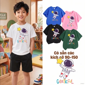 Áo thun bé trai cá tính Hình hoạt hình Co giãn tốt bé trai nhỏ phi hành g