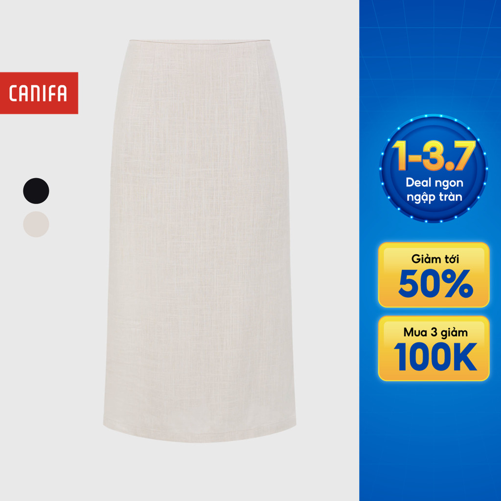 Chân váy nữ CANIFA chất liệu rayon linen mềm mại dáng suông dài có lót 6KS26S013