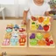 Trò Chơi Ghép Hình 3D Gỗ 6 Trong 1 Phát Triển Trí Tuệ Cho Trẻ 0-3 Tuổi Hình Trái Cây Rau Củ Động Vật