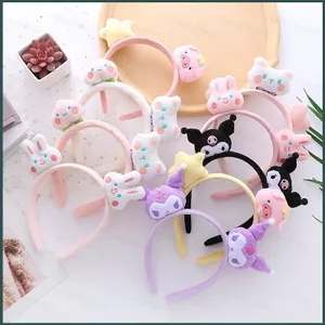 YT4 Kuromi gấu thỏ hoạt hình dễ thương sang trọng đầu động vật ban nhạc đồ chơi đôi mặt nạ rửa mặt buộc mặt tóc đầu đồ trang trí