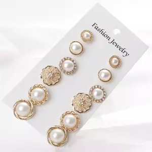 6 Đôi Bông Tai Kim Cương Giả Pha Lê Thanh Lịch Kim Cương Ngọc Trai Ký Tai Nhỏ Bông Tai VN