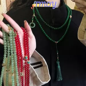 TMOY Đá Tự Nhiên Cầu Nguyện Nelace Nữ Thiền Pha Lê Xanh Nelace Dài sel Chokers Quà Tặng TMOY