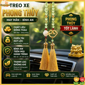 dây treo ô tô phong thủy đồng thau mạ vàng tua rua may mắn bình an treo gương xe quà tặng