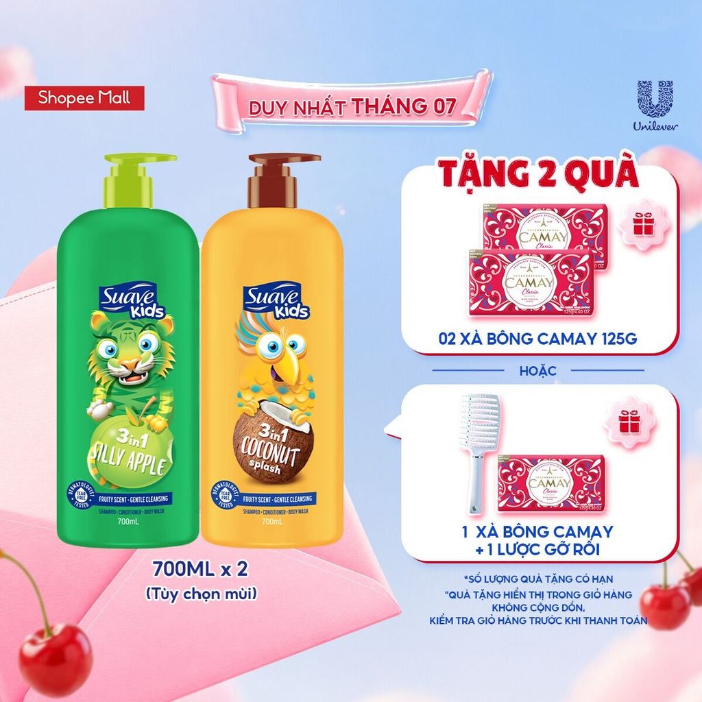 Combo 2 Sữa tắm gội trẻ em Suave Kids 3 trong 1 700mlx2 (tùy chọn mùi)