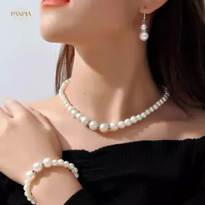 PNPIA- 4 Bộ Trang Sức Ngọc Trai Thanh Lịch Bông Tai Nữ Nelace Vòng Tay Bộ Nữ Cô Dâu Cưới Trang Sức Quà Tặng Phụ Kiện Đẹp