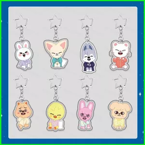 HT3 Stray Kids Acrylic Móc Khóa Hoạt Hình SKZOO Leebit Jiniret Mặt Dây Chuyền Bền Cho Ba Lô Túi & Chìa Khóa TH3