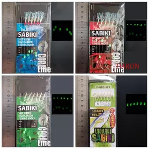 DARON Fishing Sabiki Rigs, Đèn dạ quang phát quang Lunker Sabiki Lure, Mồi câu cá Treble với Barb Linh hoạt Chống gỉ Câu cá biển