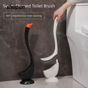 Bàn chải vệ sinh phòng tắm SHUPUN, Dễ sử dụng Bàn chải vệ sinh hình thiên nga dễ thương, Sáng tạo với tay cầm dài Dụng cụ làm sạch bồn cầu bằng nhựa Phụ kiện phòng tắm