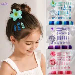 SAIA 80 Bộ Phụ Kiện Tóc, Kẹp Vuốt Hoa Ngọt Ngào Dễ Thương, Dây Buộc Tóc Macaron Scrunchies Sang Trọng Cho Nữ Bé Gái