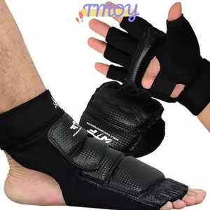 TMOY 1 Găng Tay Karate Võ Taekwondo Da Chân Găng Tay Thiết Bị Nửa Ngón Tay Bảo Vệ Quyền Anh Tay Bảo Vệ Chân Bảo Vệ TMOY