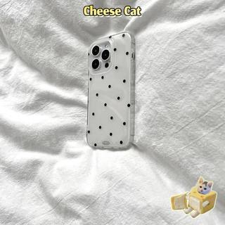 Ốp điện thoại màu đen chấm bi trắng đơn giản cho iPhone 13 14 11 12 15 16 17 Pro Max Xs Max XR 6 7 8 Plus