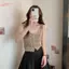 HFSHY Nữ Rỗng Ra Dệt Kim Tank Top Mùa Hè Màu Trơn Không Tay Nút Ôm Crop Top VN