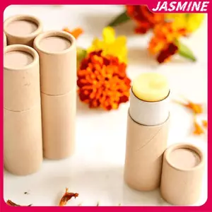JASMINE 5 Cái / lốc Giấy Kraft Đẩy Lên Ống Phân Hủy Sinh Học Tông Mỹ Phẩm Hình Trụ Paaging Son Dưỡng Môi Khử Mùi Hộp Đựng JASMINE