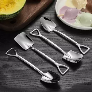 CAST Retro Xẻng Dao Kéo Nĩa Ngoài Trời Dã Ngoại Phụ Kiện Dưa Hấu Thìa Kem Thìa Dụng Cụ Nhà Bếp Titan Nguyên Chất Bộ Đồ Ăn Tráng Miệng Thìa