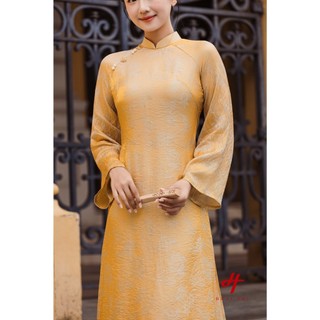 Áo dài gấm lụa cao cấp Hoài Thị, thiết kế thanh tao, màu sắc nhã nhặn, đính kết thủ công sang trọng