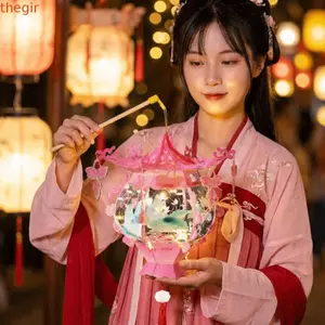 Đèn lồng di động THEGIRL8B, Đèn lồng phát sáng lễ hội trung thu phong cách Trung Hoa hoạt hình, Đồ chơi trẻ em Ánh sáng chống nước Phước lành truyền thống cho trẻ em Đèn lồng cầm tay Quà tặng tại nhà