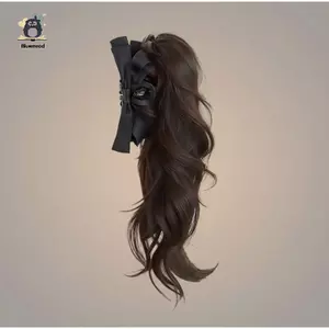 14 Inch Lông Tơ Xoăn Cao Đuôi Ngựa Tóc Tổng Hợp Thắt Nơ Tự Nhiên Vuốt Kẹp Tóc Không Dành Cho Nữ Mặc Mới