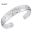 MIC _ Cuff Vòng Tay Mở Tay Thủ Công Tinh Tế Rỗng Màu Bạc Khắc Hoa Văn Retro Lắc Tay Cho Bữa Tiệc