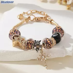 Bluelover Da Báo In Đêm Đầy Sao Vòng Tay Sang Trọng Dành Cho Nữ, Trang Sức Đính Hạt Hợp Thời Trang, Phụ Kiện Thời Trang Cao Cấp Mới