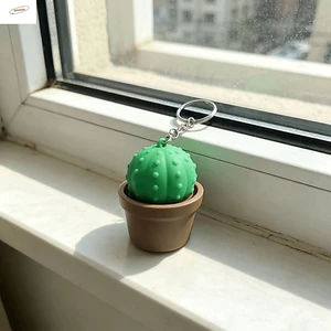 ZENZON Xương Rồng Clicker Móc Chìa Khóa, Nút Nhựa In 3D Clicker, Hoạt Hình Trang Trí Dễ Thương Chống Thấm Nước Ngón Tay Đồ Chơi Móc Khóa Ba Lô Mặt Dây Chuyền