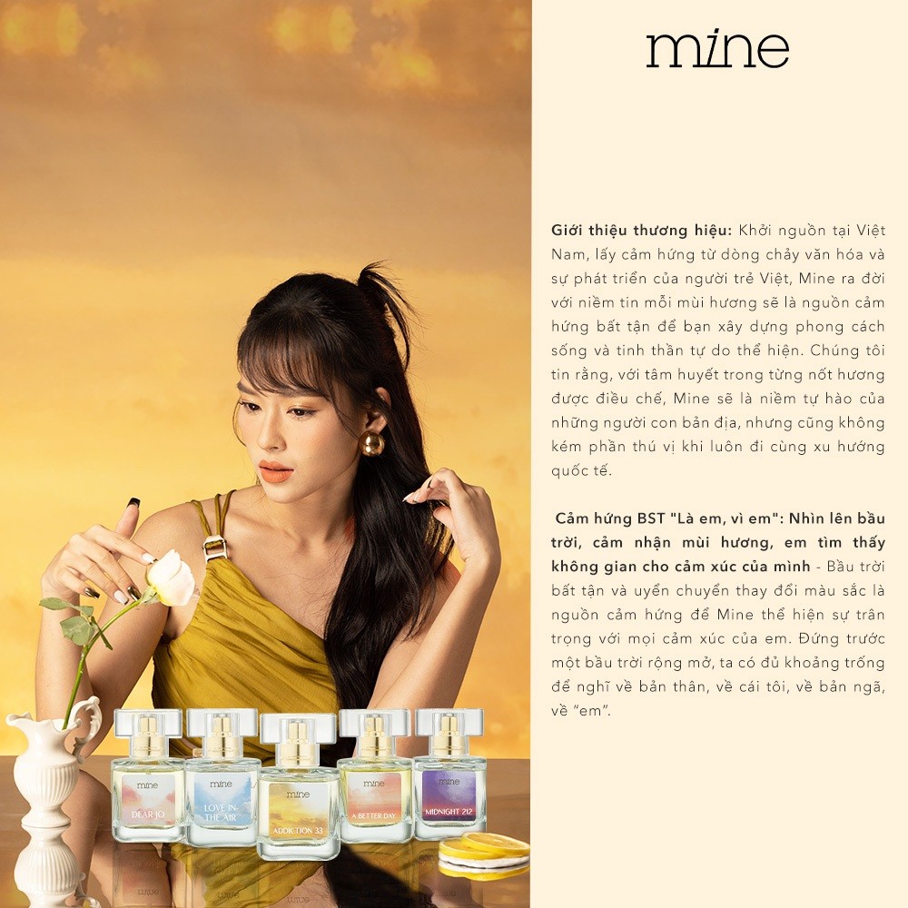 [TẶNG MẶT NẠ Ủ TÓC 490k] Nước Hoa Mine Addiction 33 Hương Gỗ Trầm Ấm Và Hỗ Trợ Lưu Hương Đến 8 Tiếng 30ml