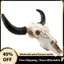 Nhựa Longhorn Bò Đầu Lâu Đầu Treo Tường Trang Trí 3D Động Vật Hoang Dã Điêu Khắc Các Bức Tượng Thủ Công Sừng Cho Gia Đình Trang Trí Halloween
