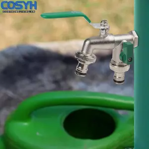 <cosyh>Zinc Alloy Double Spout Garden Faucet with Dual Outlets for Hoses and Sprinklers