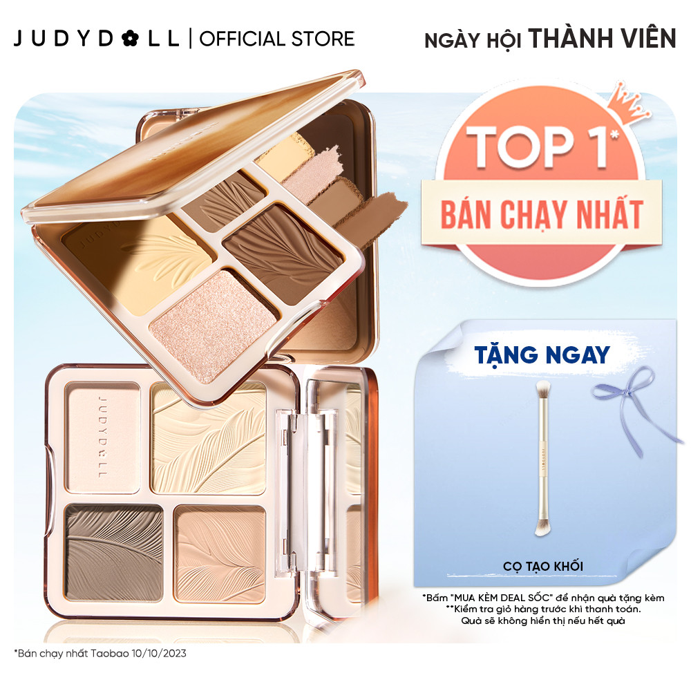 Bảng Phấn Tạo Khối Bắt Sáng 4 Ô JUDYDOLL Highlight & Contour Palette Mỏng Mịn Dễ tán Chuẩn màu 3D Lâu trôi 9g