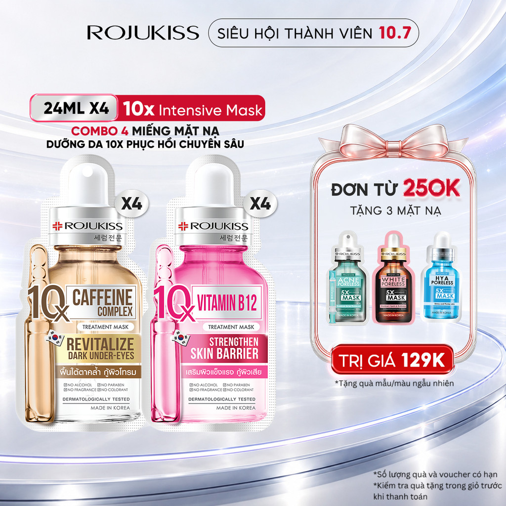 [Combo 4] Rojukiss Mặt Nạ Dưỡng Da 10X Treatment Mask 24ml x4