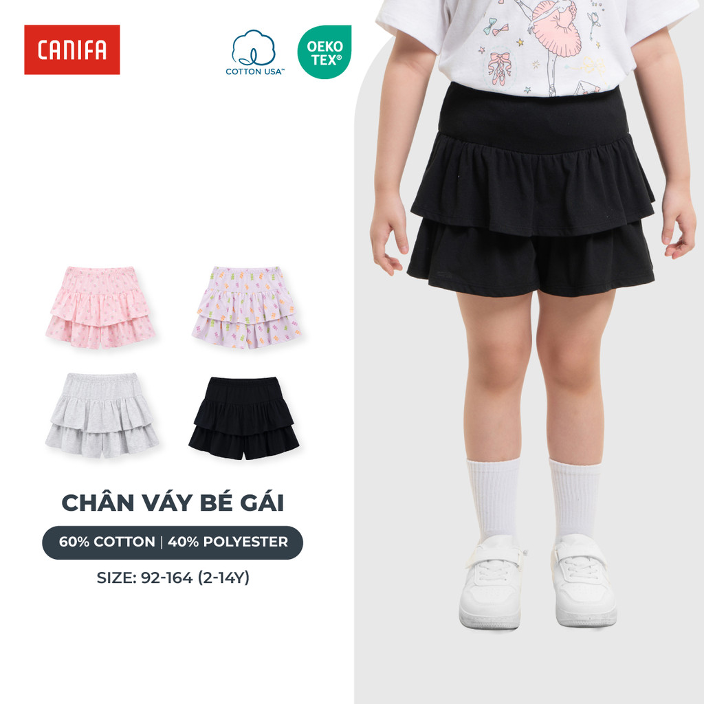 Quần váy bé gái CANIFA chất cotton USA thiết kế tầng bèo chuẩn mềm mịn OEKO-TEX 1BS26S008