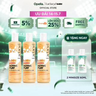 Bộ 3 chai Sữa Tắm Gội Trẻ Em Lactacyd Baby Active Play,Giúp Đề Kháng Da Và Bảo Vệ Bé Khỏi Vi Khuẩn 250ml/chai