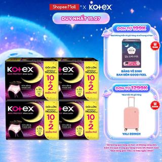 Combo 4/Combo 8 gói Băng Vệ Sinh Dạng Quần Kotex Ban Đêm Cỡ L/XL (10+2) Miếng/Gói