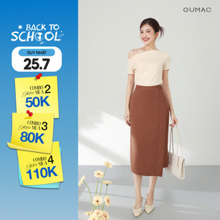 Chân Váy Dáng Suông Nữ GUMAC Chân Váy Công Sở Tà Đắp Xẻ Sau Lưng Cao Thiết Kế Thanh Lịch LVE1106
