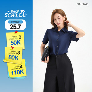 Áo Sơ Mi Nữ GUMAC Áo Kiểu Công Sở Tay Ngắn Trơn Basic Chất Lụa Mango Mềm Mịn Cao Cấp BAE00002