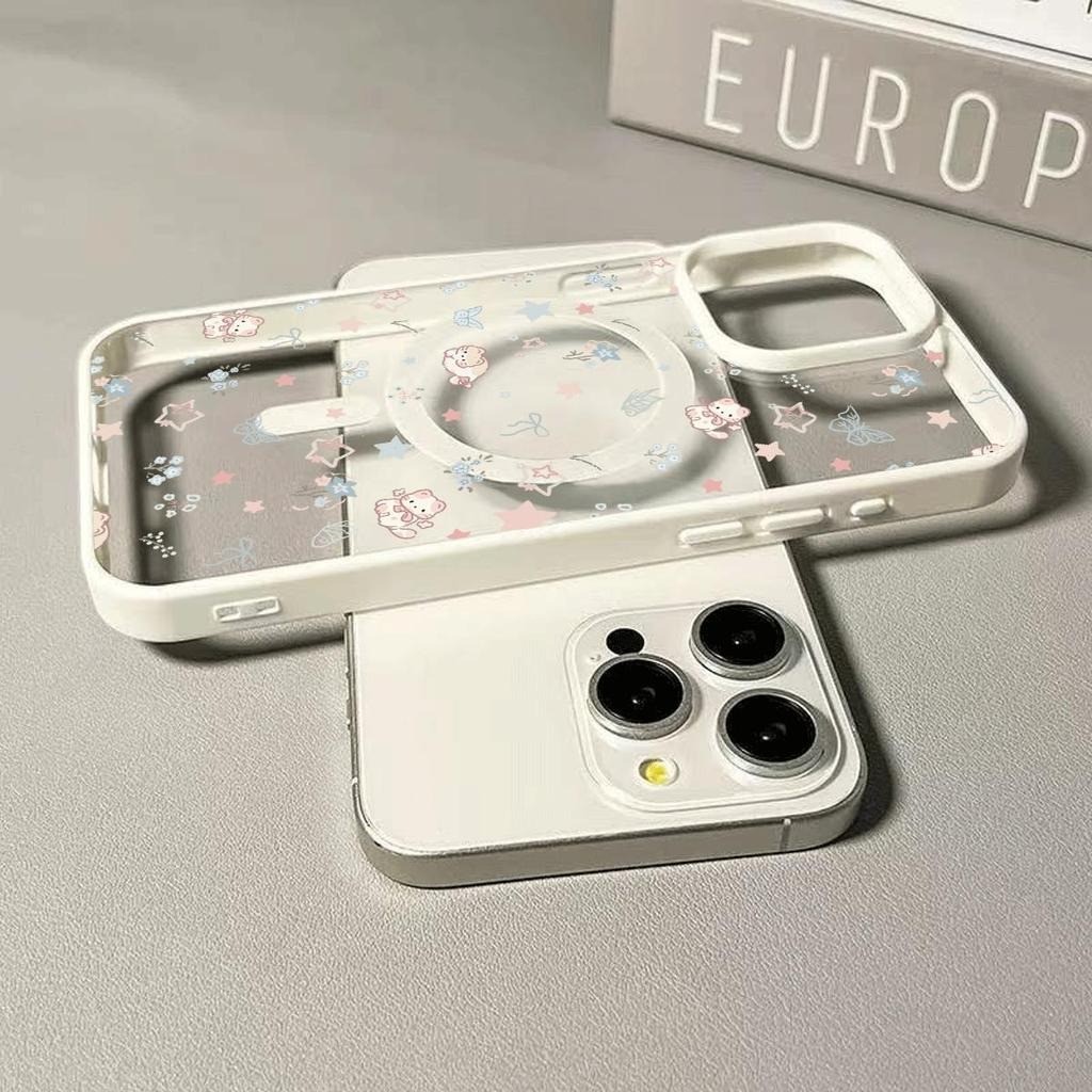White Bottom Flower Star Magnetic Hấp thụ trường hợp cho iPhone 17 16 15ProMax | BigBuy360 - bigbuy360.vn