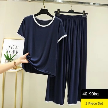 đồ ngủ nữ cute đồ bộ nữ đồ mặc nhà Đồ ngủ ngắn tay modal áo mặc trong thường ngày mẫu mỏng mùa hè cho nữ quần ngủ rộng rãi size lớn đồ mặc nhà bộ hai chiếc